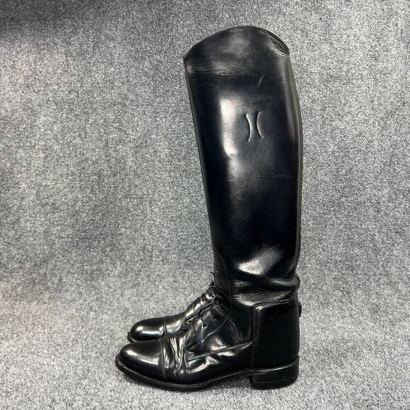 The Effingham Bond Boot Co Women's 8 Black Leather Tall Riding Lace Knee Boots - Picture 5 of 16